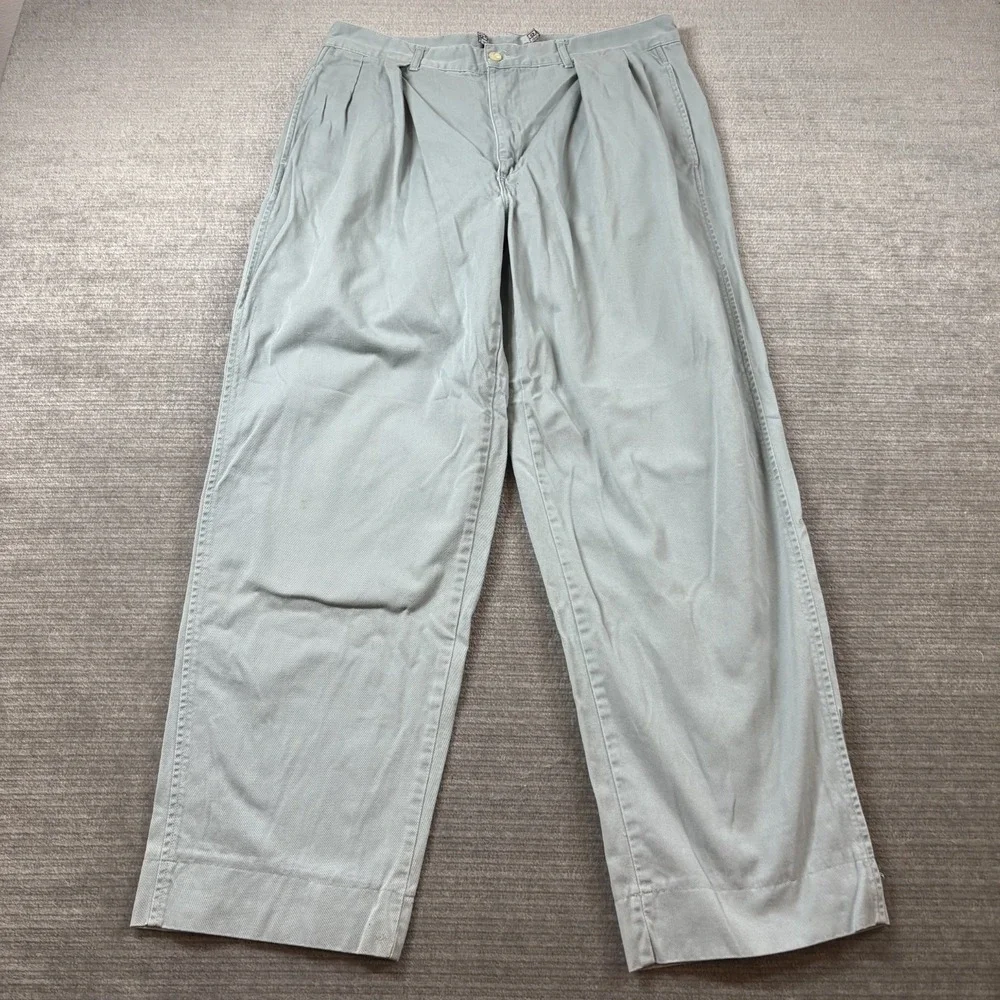 VTG 90s  Polo Ralph Lauren Pants Mens 34x28 Light Mint Pleated Chino Preppy